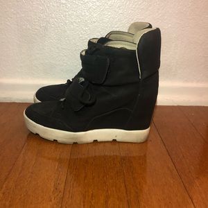 Black sneaker wedges